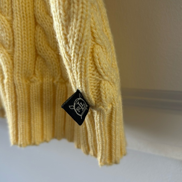 Vintage Lauren Ralph Lauren Soft Yellow Cable Knit Cropped Sweater Size L - Picture 8 of 10
